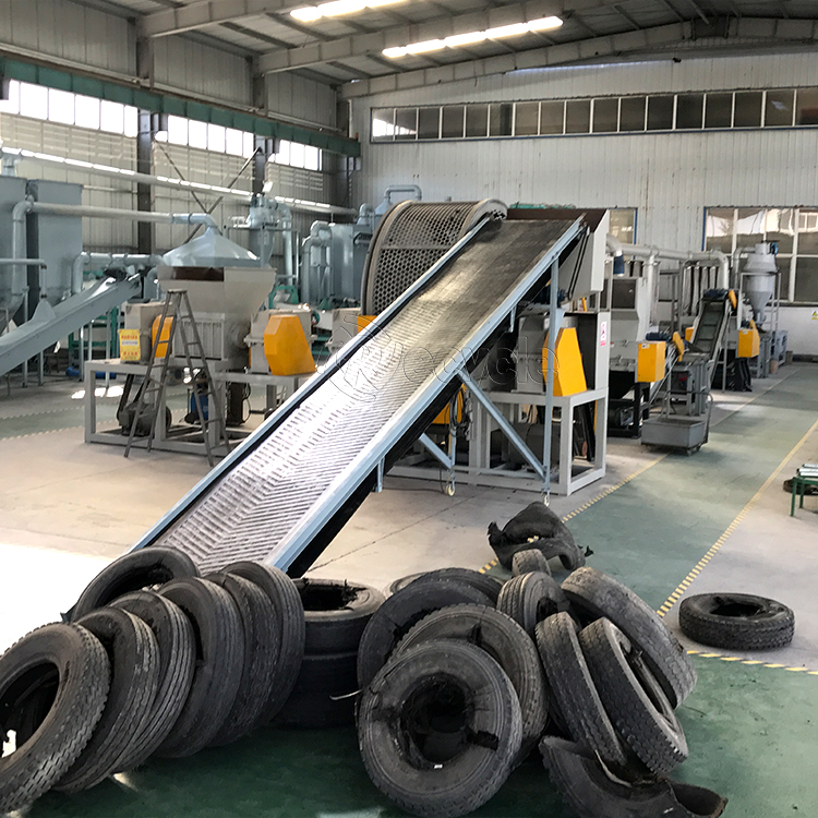 輪胎粉碎機(jī),廢舊輪胎粉碎機(jī),橡膠輪粉碎機(jī)裝置線流程